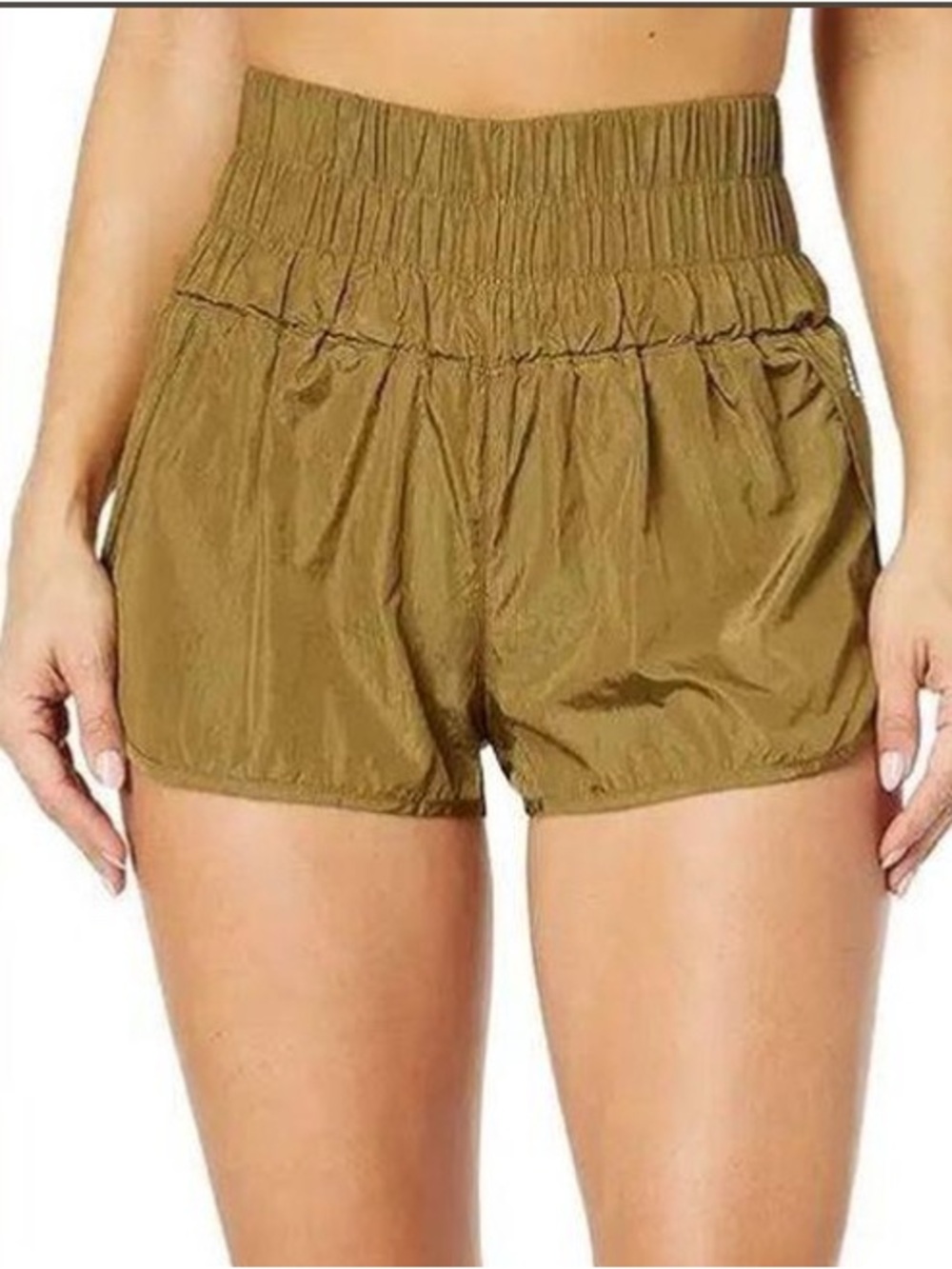 FP Movement Free People The Way Home High-Waisted Running Shorts in Olive Green